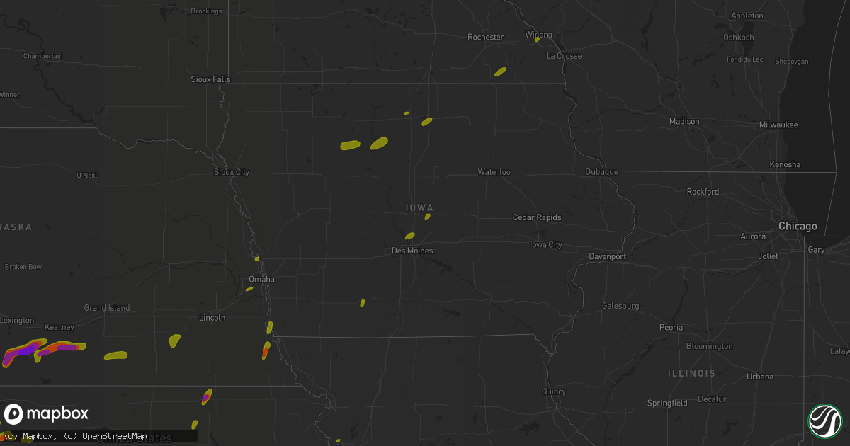 Hail map in Iowa on June 30, 2018