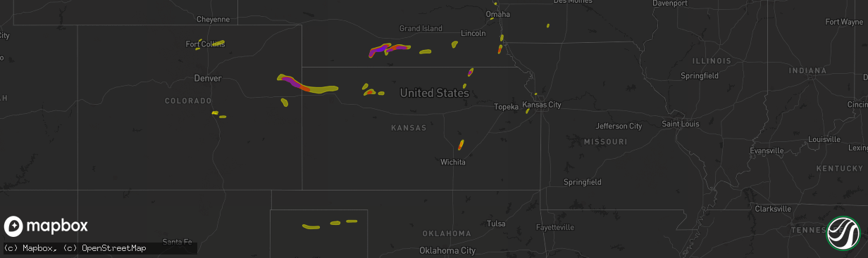 Hail map in Kansas on June 30, 2018