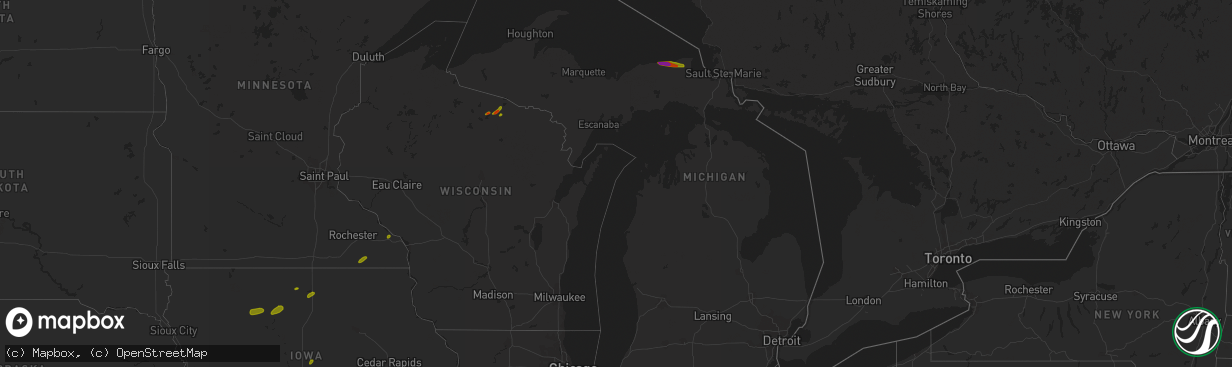 Hail map in Michigan on June 30, 2018