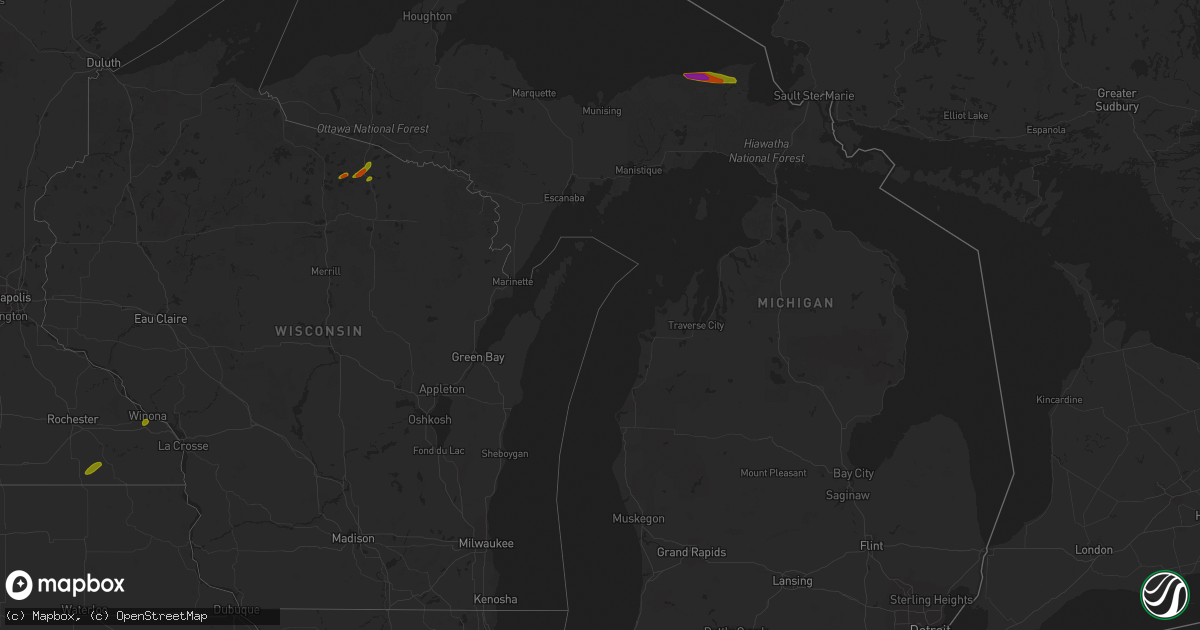 Hail map in Michigan on June 30, 2018