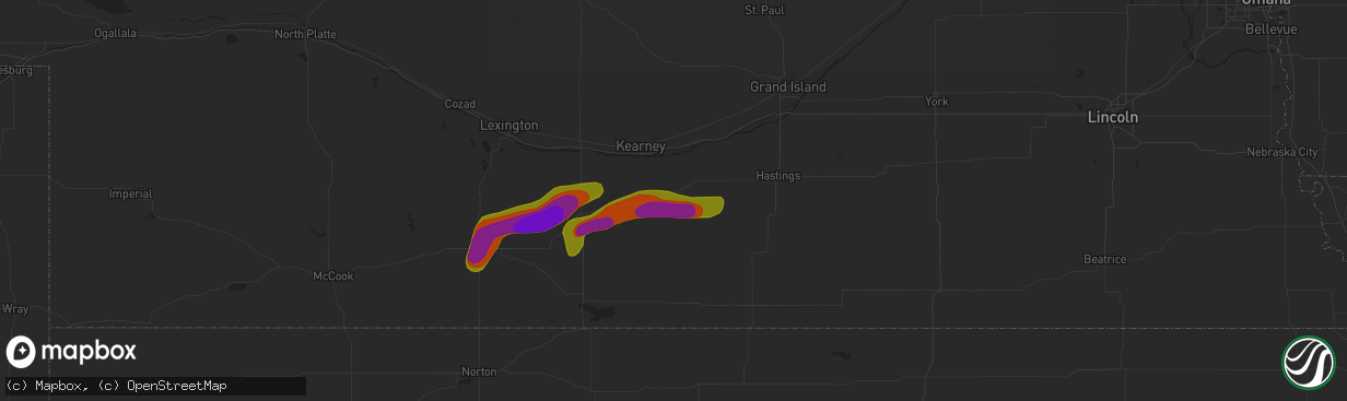 Hail map in Minden, NE on June 30, 2018