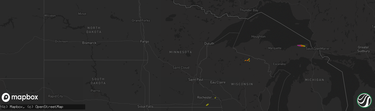 Hail map in Minnesota on June 30, 2018