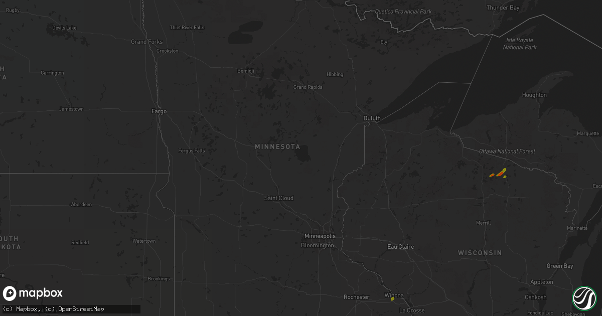 Hail map in Minnesota on June 30, 2018