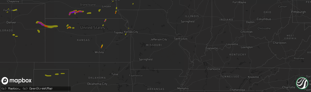 Hail map in Missouri on June 30, 2018