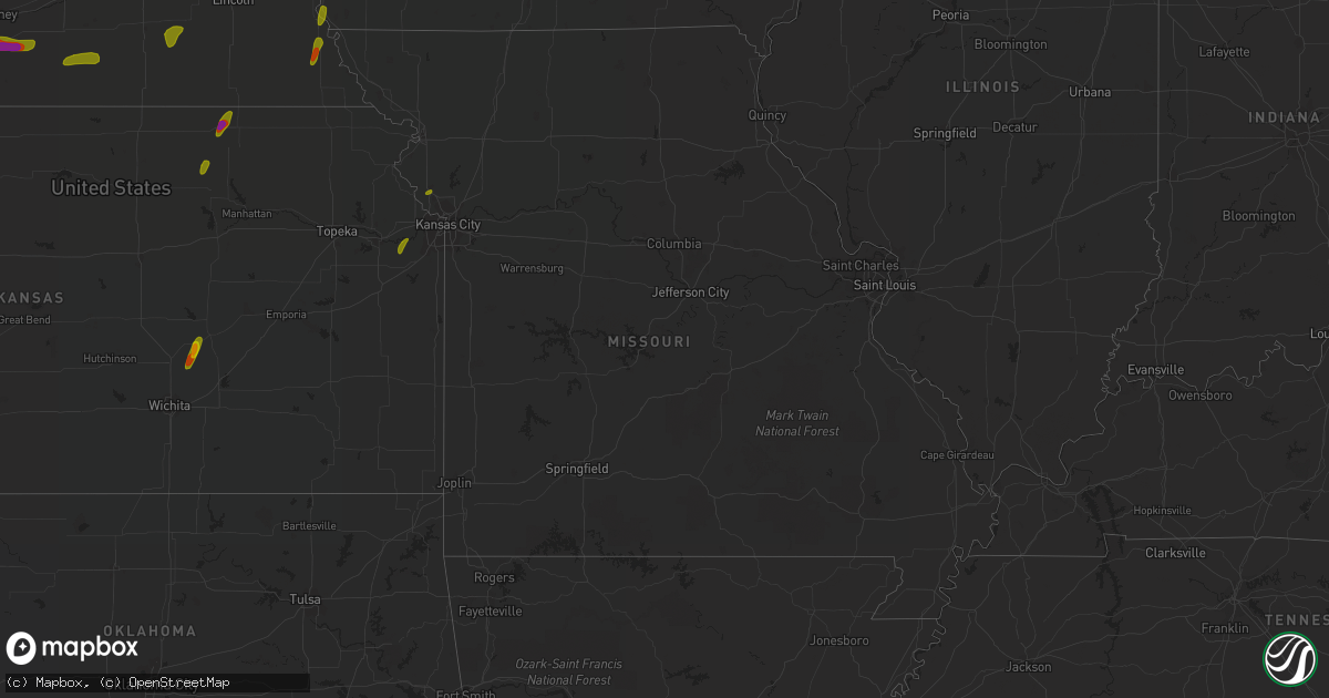 Hail map in Missouri on June 30, 2018
