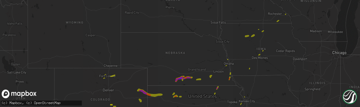 Hail map in Nebraska on June 30, 2018