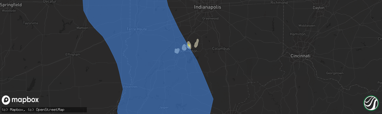 Hail map in Bloomington, IN on June 30, 2019