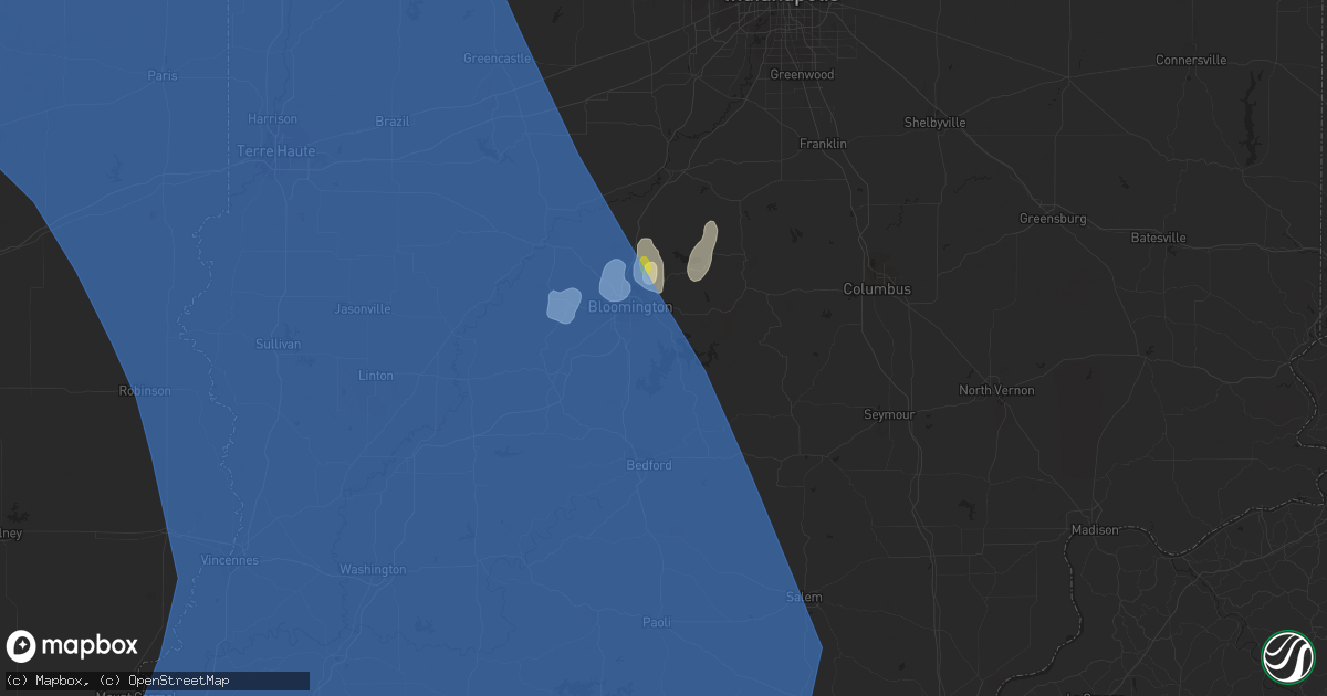 Hail map in Bloomington, IN on June 30, 2019
