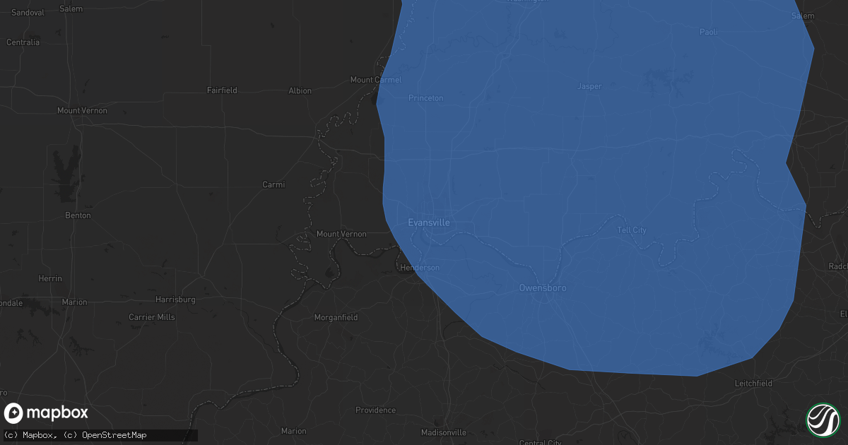 Hail map in Evansville, IN on June 30, 2019