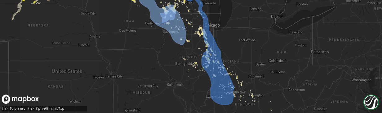 Hail map in Illinois on June 30, 2019