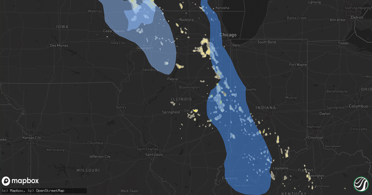 Hail map in Illinois on June 30, 2019