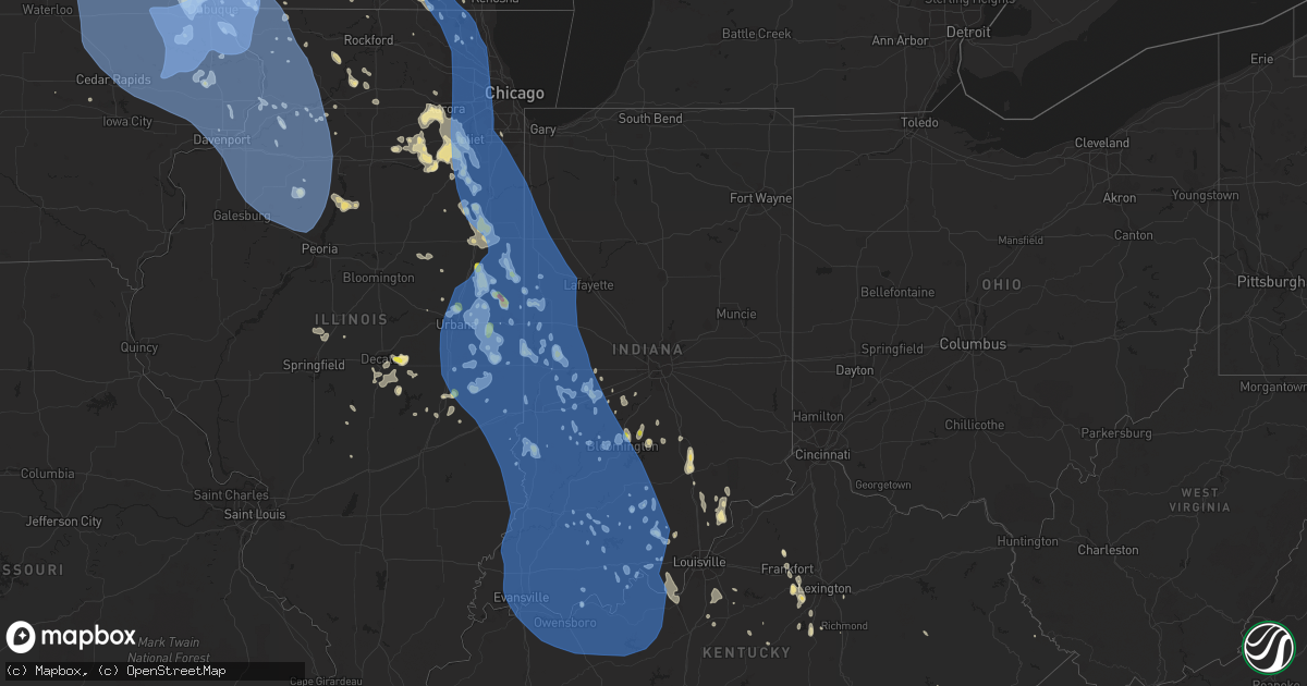 Hail map in Indiana on June 30, 2019
