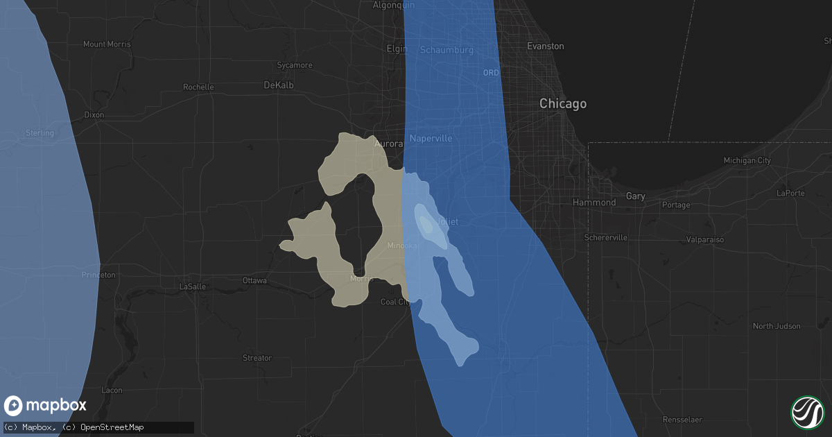 Hail map in Joliet, IL on June 30, 2019