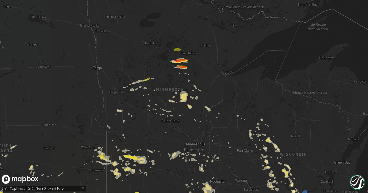 Hail map in Minnesota on June 30, 2019