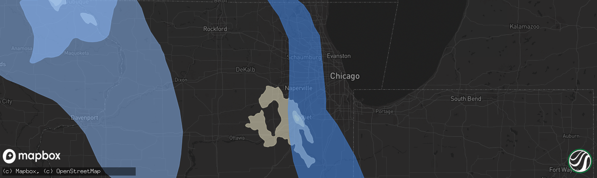 Hail map in Naperville, IL on June 30, 2019