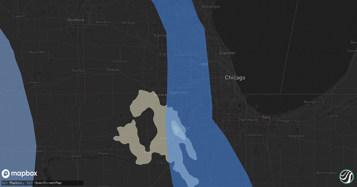 Hail map in Naperville, IL on June 30, 2019