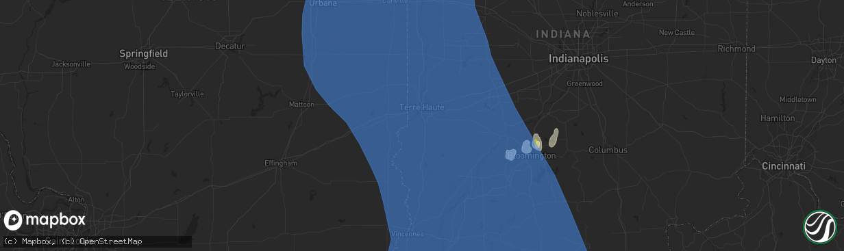 Hail map in Terre Haute, IN on June 30, 2019