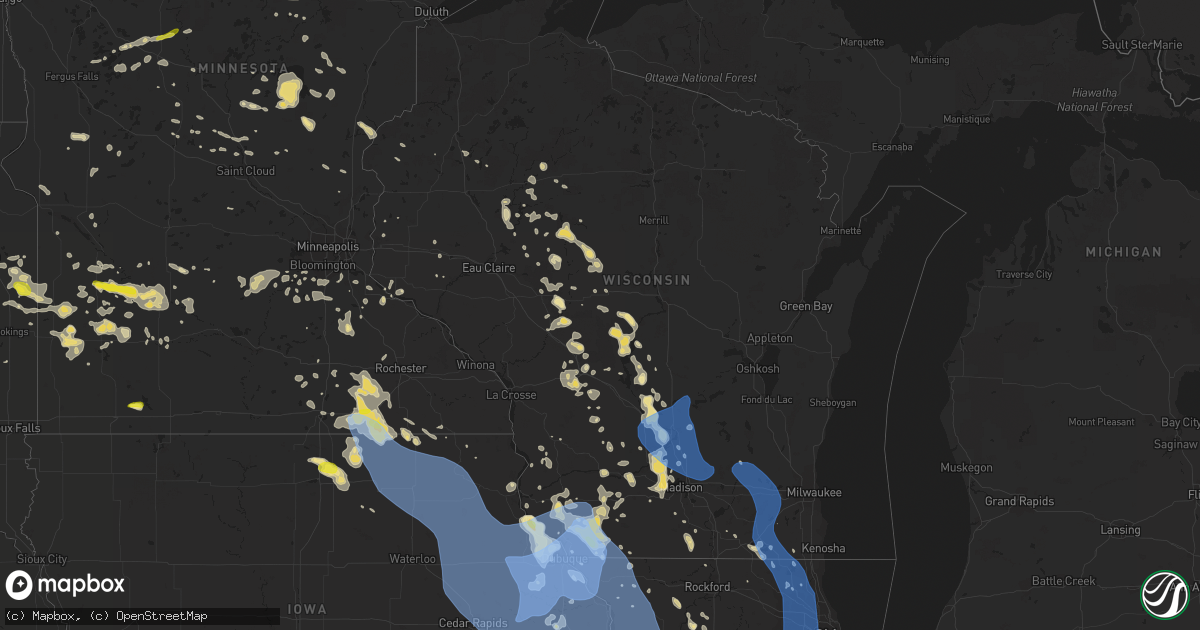 Hail map in Wisconsin on June 30, 2019