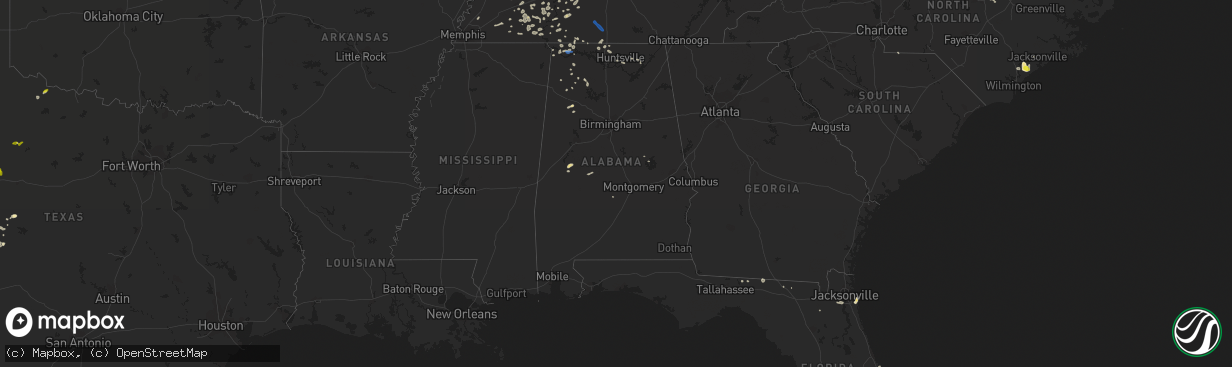 Hail map in Alabama on June 30, 2020