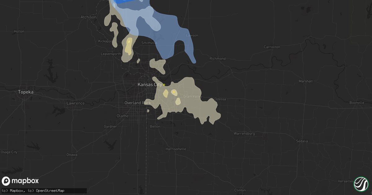 Hail map in Blue Springs, MO on June 30, 2020