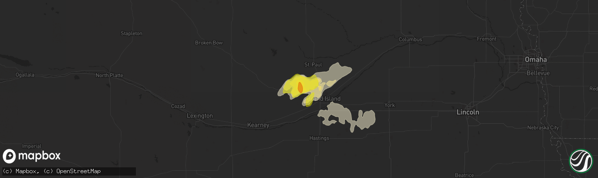 Hail map in Cairo, NE on June 30, 2020