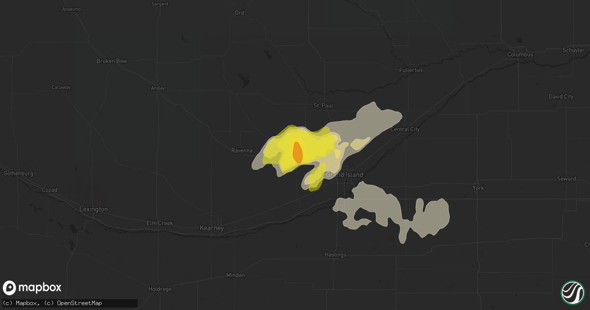 Hail map in Cairo, NE on June 30, 2020