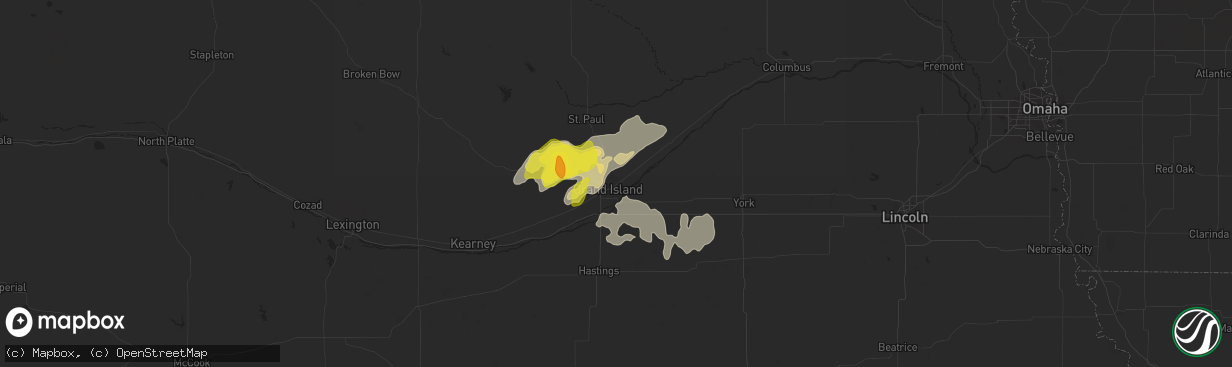 Hail map in Grand Island, NE on June 30, 2020