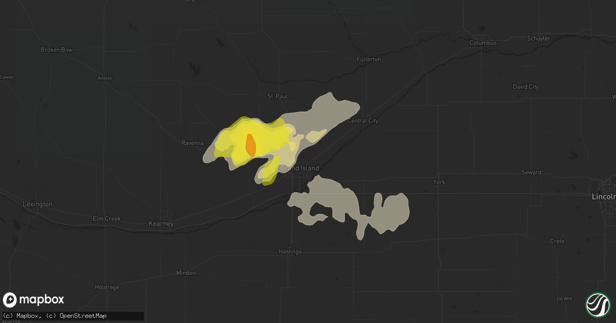 Hail map in Grand Island, NE on June 30, 2020