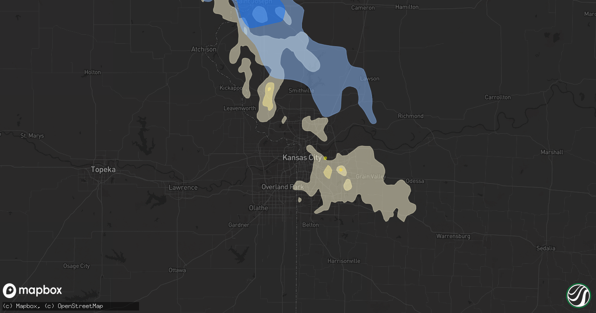 Hail map in Kansas City, MO on June 30, 2020