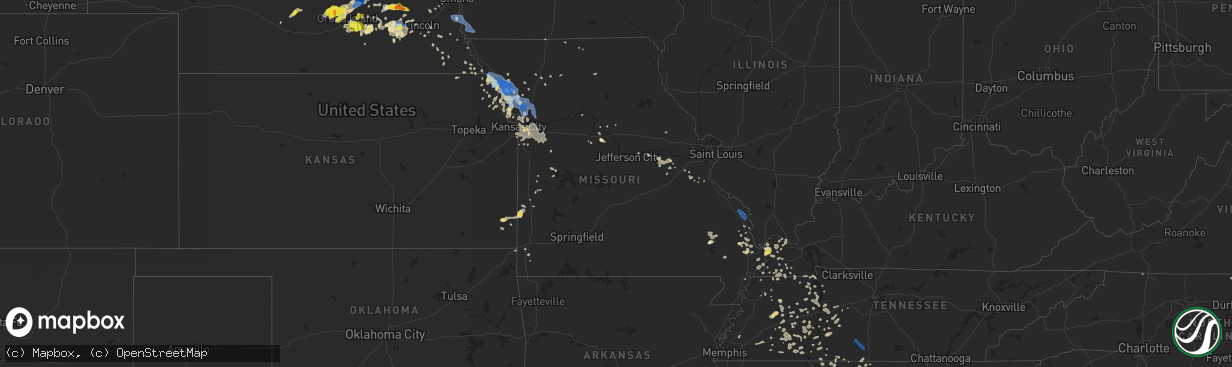 Hail map in Missouri on June 30, 2020