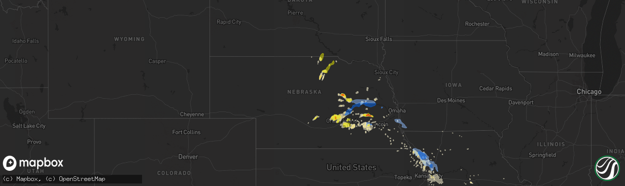 Hail map in Nebraska on June 30, 2020