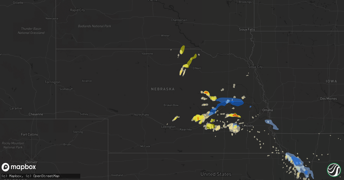 Hail map in Nebraska on June 30, 2020