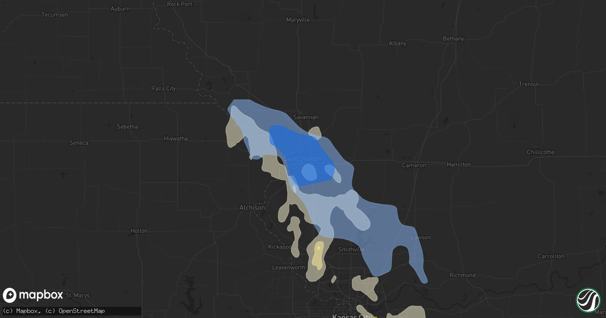 Hail map in Saint Joseph, MO on June 30, 2020