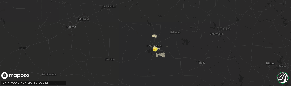 Hail map in San Angelo, TX on June 30, 2020