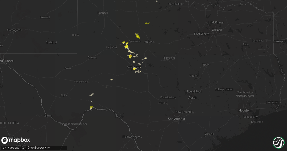 Hail map in Texas on June 30, 2020