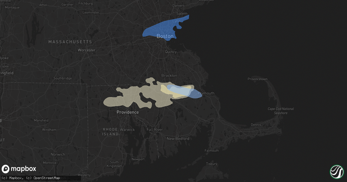 Hail map in Bridgewater, MA on June 30, 2021