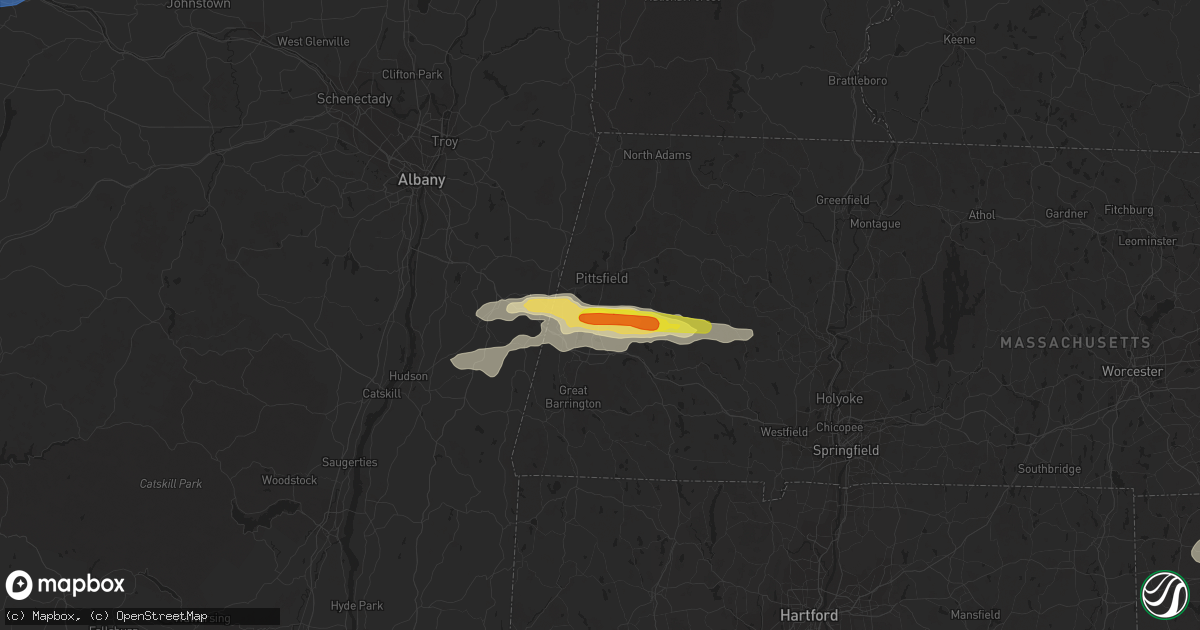 Hail map in Lenox, MA on June 30, 2021
