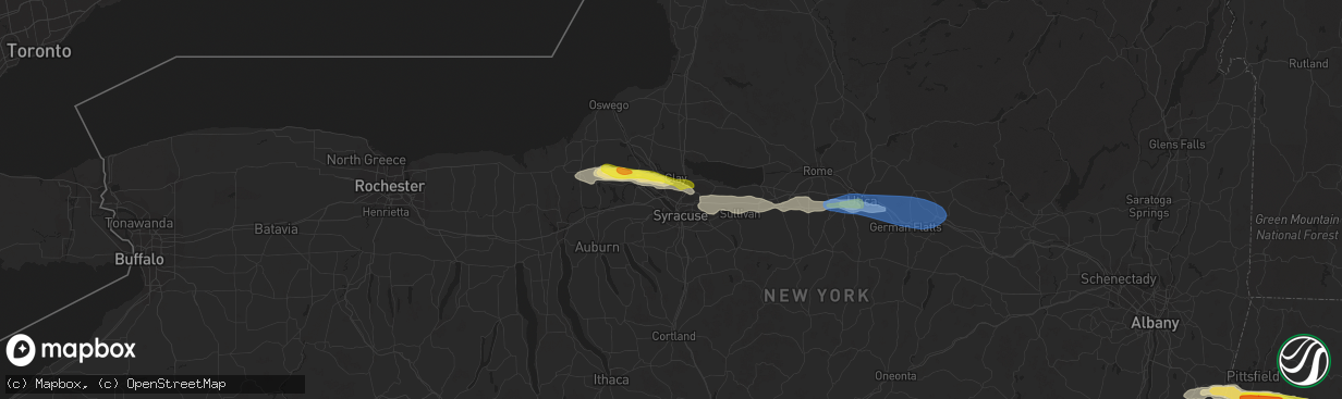 Hail map in Liverpool, NY on June 30, 2021