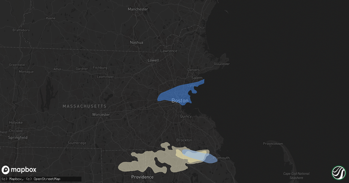 Hail map in Medford, MA on June 30, 2021