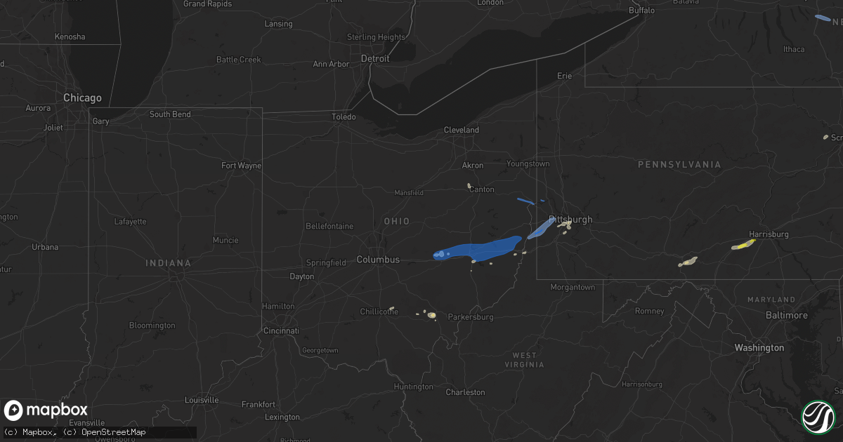 Hail map in Ohio on June 30, 2021