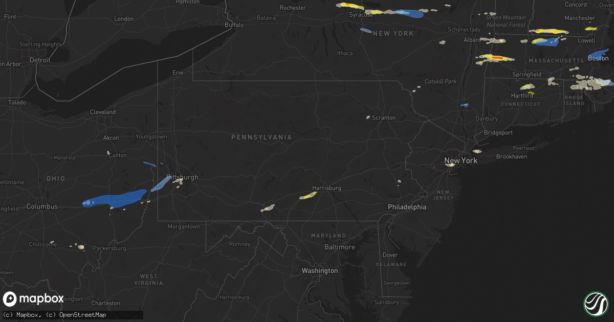 Hail map in Pennsylvania on June 30, 2021