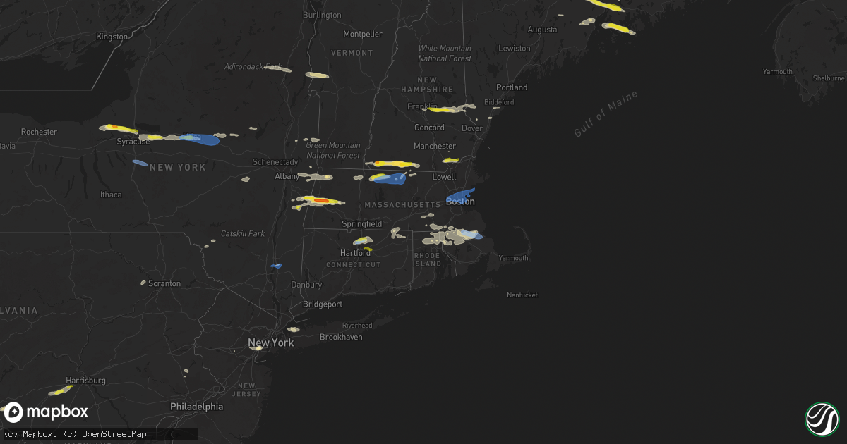 Hail map in Rhode Island on June 30, 2021