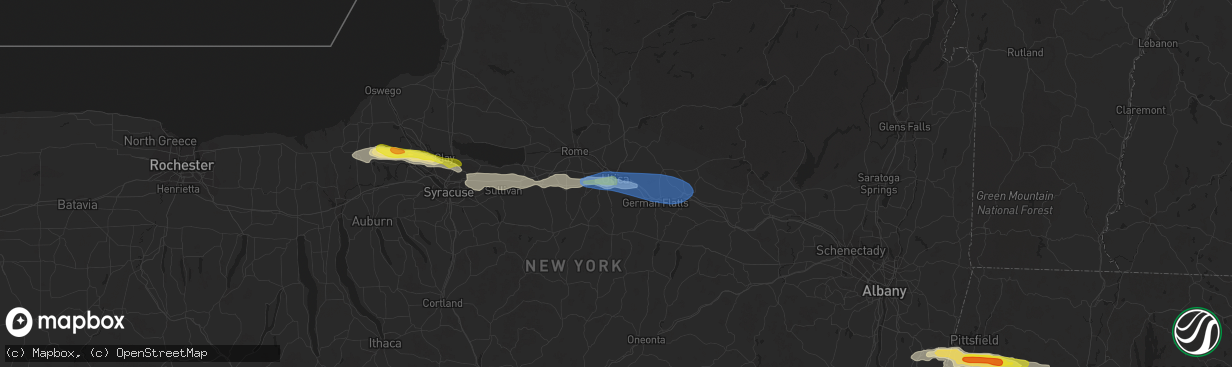 Hail map in Utica, NY on June 30, 2021