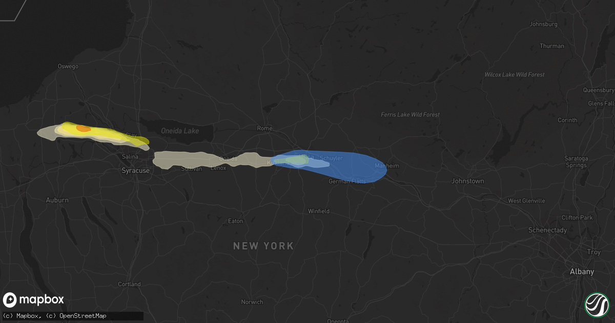 Hail map in Utica, NY on June 30, 2021