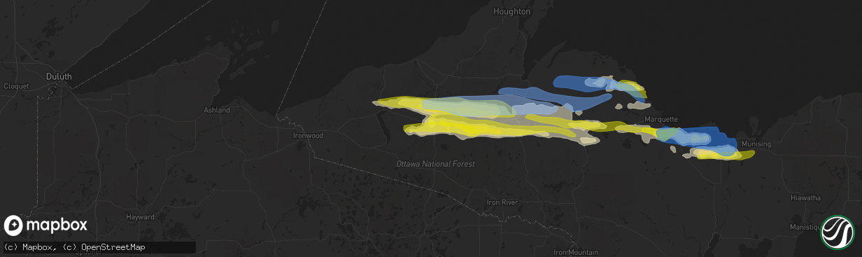 Hail map in Bruce Crossing, MI on June 30, 2022