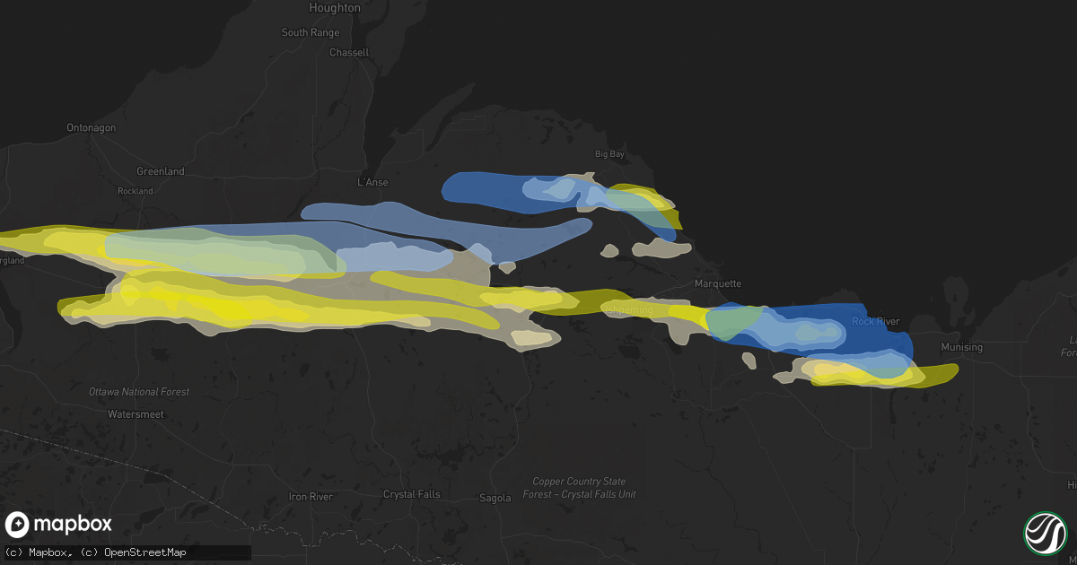 Hail map in Champion, MI on June 30, 2022
