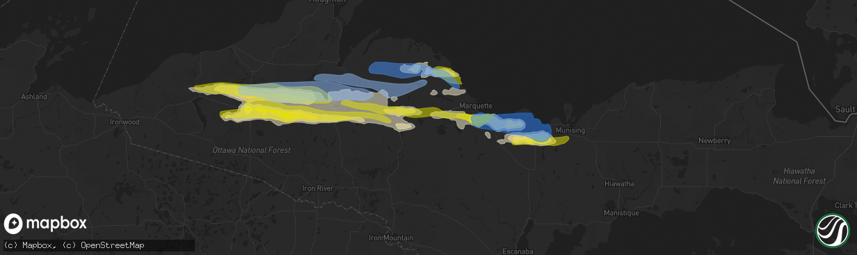 Hail map in Ishpeming, MI on June 30, 2022