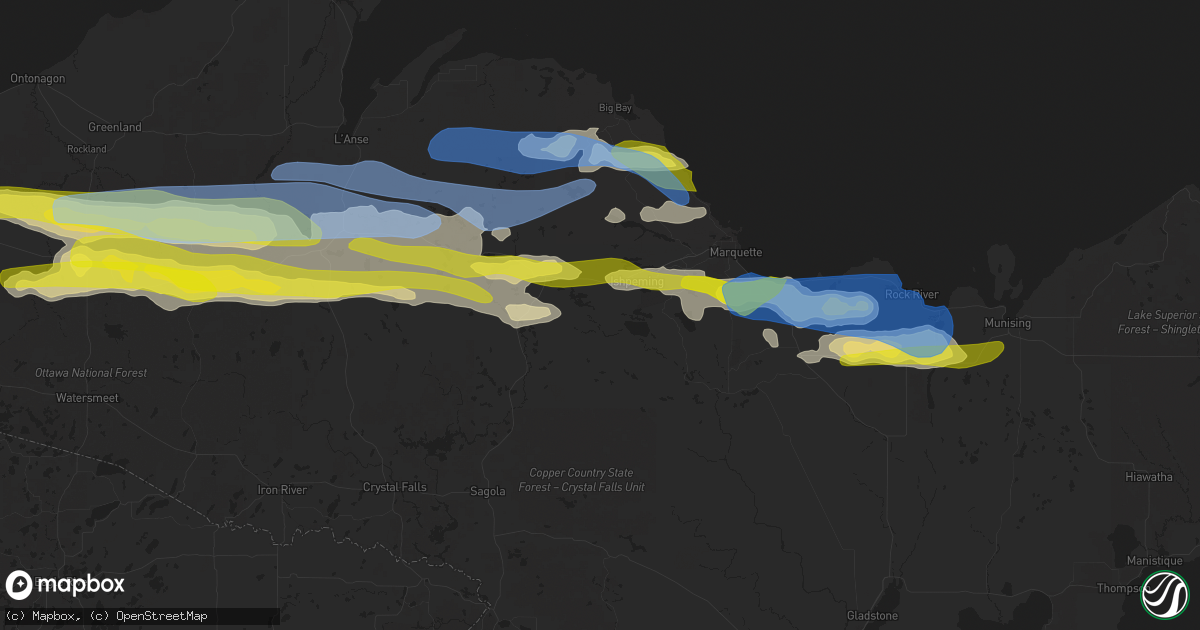 Hail map in Ishpeming, MI on June 30, 2022