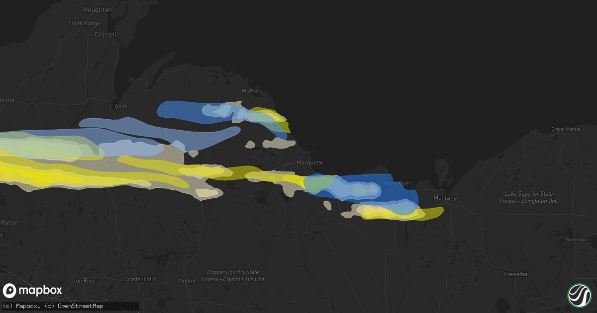 Hail map in Marquette, MI on June 30, 2022