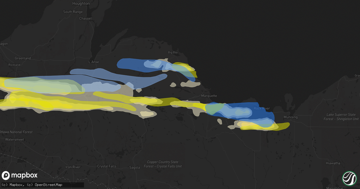Hail map in Negaunee, MI on June 30, 2022